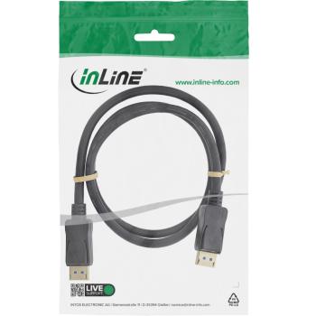 Preview: InLine® DisplayPort 2.1 Kabel, UHBR20 80Gb/s, schwarz, vergoldete Kontakte, 1m