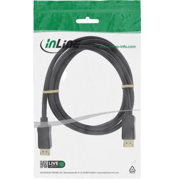 Preview: InLine® DisplayPort 2.1 Kabel, UHBR20 80Gb/s, schwarz, vergoldete Kontakte, 2m