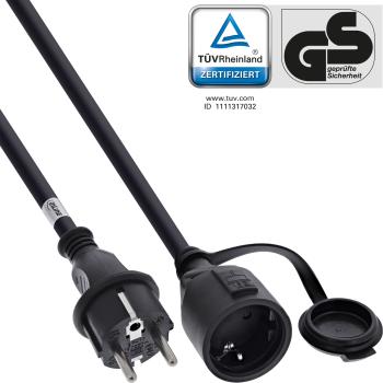 InLine® Schutzkontakt-Verlängerung, Outdoor IP44, Berührungsschutz, 2m