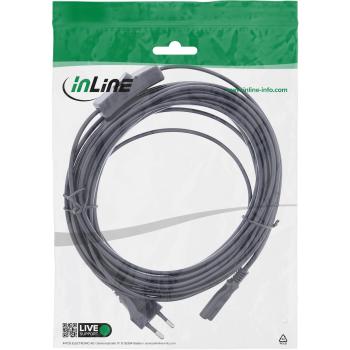 Preview: InLine® Euro Netzkabel mit Schalter, CEE7/16 zu IEC-C7, schwarz, 10m