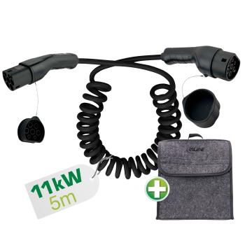 InLine® EV Spiral-Autoladekabel 11kW Typ2, 3-phasig, 5m