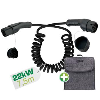 InLine® EV Spiral-Autoladekabel 22kW Typ2, 3-phasig, 7,5m