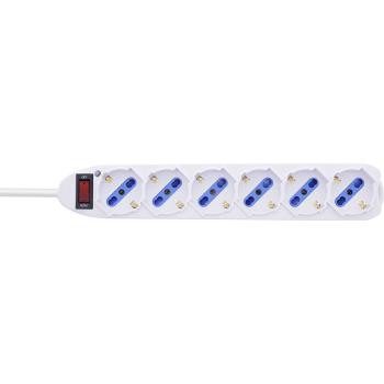 InLine® Steckdosenleiste ITALIEN, 6-fach, mit Schalter, 1,5m, weiß