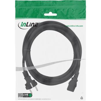 Preview: InLine® Netzkabel, Schutzkontakt gerade auf Kaltgerätestecker C13, 1,8m, schwarz