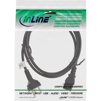 Preview: InLine® Netzkabel, Netzstecker Dänemark auf Kaltgerätestecker C13, 1,8m