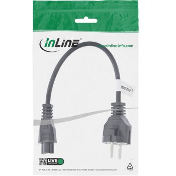 Preview: InLine® Netzkabel für Notebook, 3pol Kupplung, schwarz, 0,3m