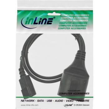 Preview: InLine® Netz Adapter Kabel, Kaltgeräte C14 auf Schutzkontakt Buchse, 0,5m