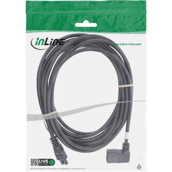 Preview: InLine® Netzkabel, C14 Kupplung gewinkelt auf C5 Stecker, schwarz, 1m