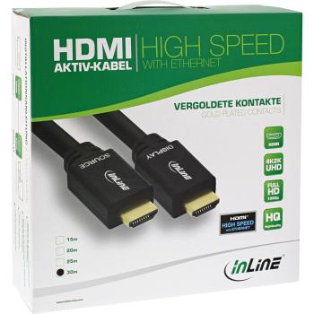 Preview: InLine® HDMI-High Speed Kabel mit Eth., ST / ST, aktiv, schwarz / gold