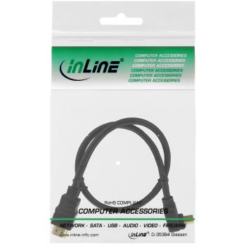 Preview: InLine® HDMI HS Kabel, gewinkelt, mit Eth., ST / ST, verg. Kont., schwarz