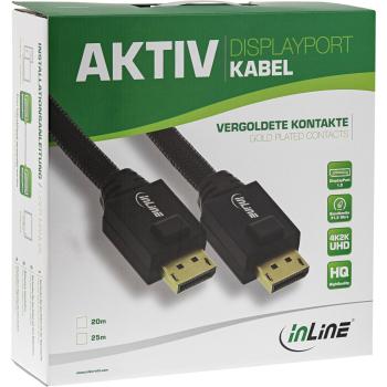 InLine® DisplayPort Aktiv-Kabel, 4K2K, schwarz, vergoldete Kontakte