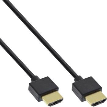 InLine® HDMI Superslim Kabel A an A, HS mit Eth., Premium, schwarz / gold, 0,5m