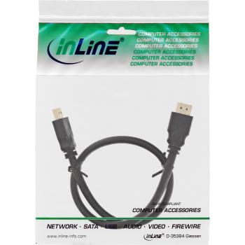 Preview: InLine® HDMI Kabel, HDMI-High Speed, ST / ST, verg. Kontakte, schwarz