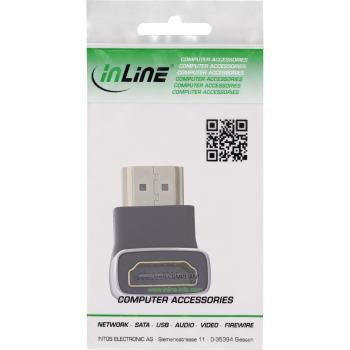 Preview: InLine® HDMI Adapter, HDMI A Stecker / Buchse, 90° unten, 8K UHD