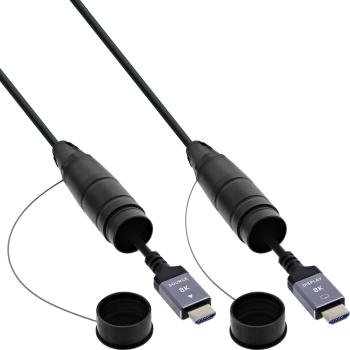 Preview: InLine® HDMI Kabeltrommel, AOC HDMI 2.1 Kabel, 8K/60Hz, armiert, schwarz, 90m