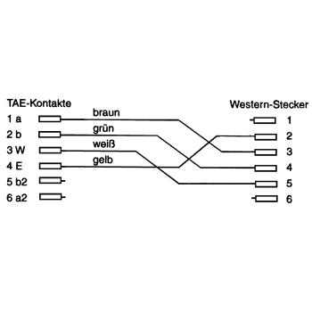 Preview: InLine® TAE-F Kabel, 6polig/4adrig, f. Import, TAE-F Stecker an RJ11 Stecker, 1m