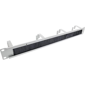 Preview: InLine® 19" Kabel Durchführungsplatte mit 4 Bügel, 1HE, RAL 7035 grau