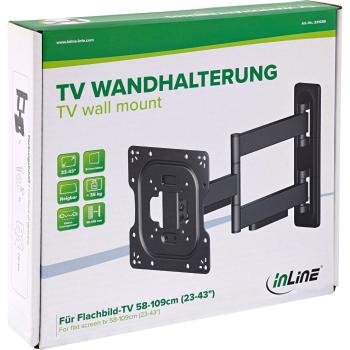 InLine® Full-Motion TV Wandhalterung, 23–43 Zoll, bis 35 kg, schwarz