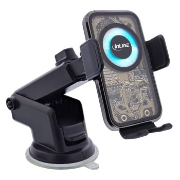 InLine® KFZ Smartphone Halterung, ONE TOUCH QI 2, universal, Wireless Charger