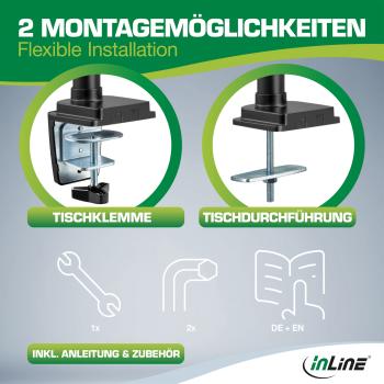 InLine® Tischhalterung mit Lifter, für zwei Monitore bis 82cm (32"), 9kg