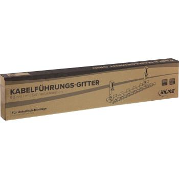 InLine® Kabelführungs-Gitter 60cm für Tischmontage mit Schraubklemmen, weiß