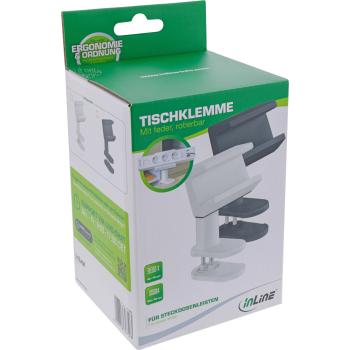 Preview: InLine® Tischklemme für Steckdosenleiste, drehbar, Federklemme