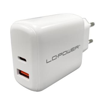 Preview: LC-Power LC-GAN-45, USB-Netzteil GaN, 1x USB-C, 1x USB-A, 45W, weiß
