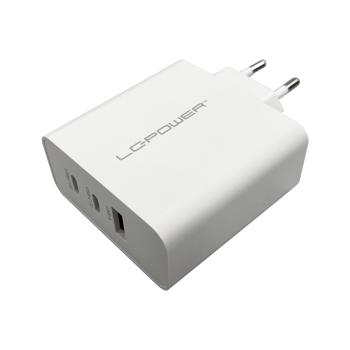 Preview: LC-Power LC-GAN-65, USB-Netzteil GaN, 2x USB-C, 1x USB-A, 65W, weiß