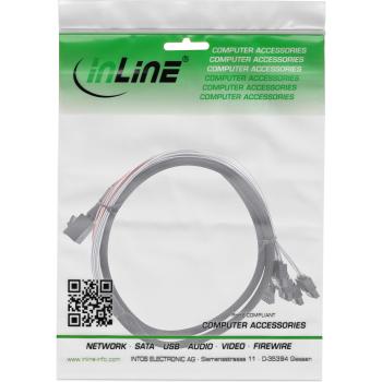 Preview: InLine® Mini SAS HD Kabel, SFF-8643 zu 4x SATA + Sideband, 0,5m