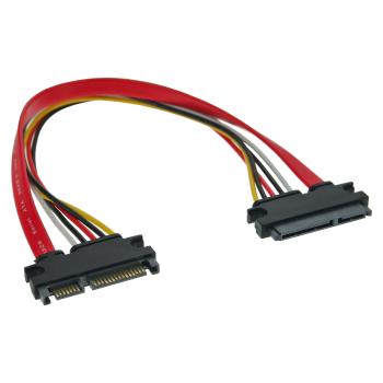 InLine® SATA+Strom Verlängerung int., SATA 6Gb/s + Strom, Stecker/Buchse, 0,30m