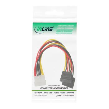 Preview: InLine® Strom Y-Kabel intern, 1x 13,34cm (5,25") an 2x 15pol SATA, 0,20m