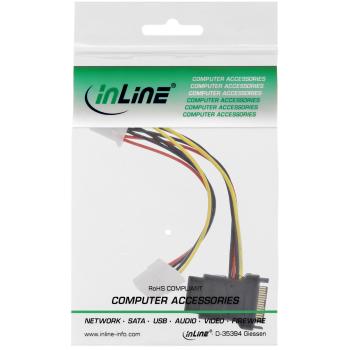 Preview: InLine® SATA Stromadapterkabel, SATA Buchse an 3x 13,34cm (5,25") Stecker, 0,15m