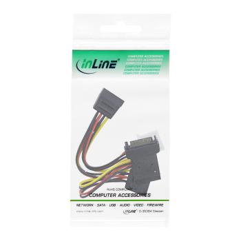 Preview: InLine® SATA Stromadapterkabel, SATA ST / BU, an 2x SATA Stecker + 5,25 Stecker