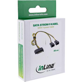 Preview: InLine® SATA Strom-Y-Kabel, SATA Buchse an 2x Lüfter (2pol) Stecker, 0,30m