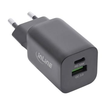 InLine® Power Delivery + Quick Charge USB Netzteil, 33W, USB-A + USB-C, schwarz
