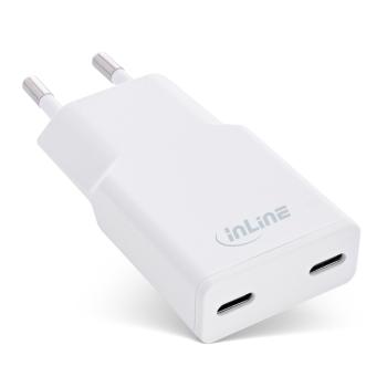 InLine® USB Netzteil Ladegerät Dual USB-C, PD, PPS, 30W, weiß