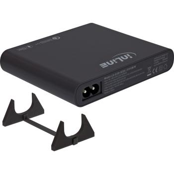 Preview: InLine® USB Netzteil, GaN Ladegerät, 4-Port, 2x USB-C + 2x USB-A, 120W, schwarz