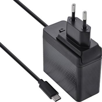 Preview: InLine® TravelCharge USB-C Netzteil 140W, GaN, festes Kabel, EU/UK/US, schwarz