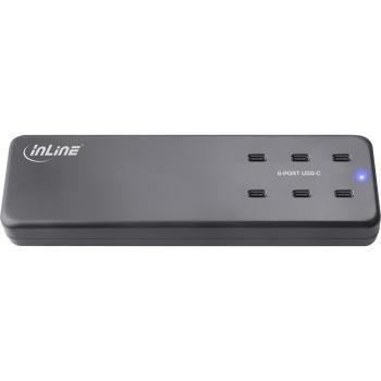 Preview: InLine® Multiport Netzteil, 6x USB-C, GaN, 120W, PD 3.0, schwarz