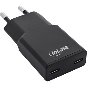 InLine® USB-C Ladegerät, 30W, GaN, Dual USB-C, PD/PPS, Black Cookie/schwarz