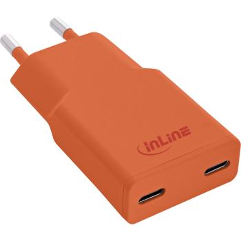 InLine® USB-C Ladegerät, 30W, GaN, Dual USB-C, PD/PPS, Papaya/orange