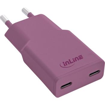 InLine® USB-C Ladegerät, 30W, GaN, Dual USB-C, PD/PPS, Wild Berry/violett