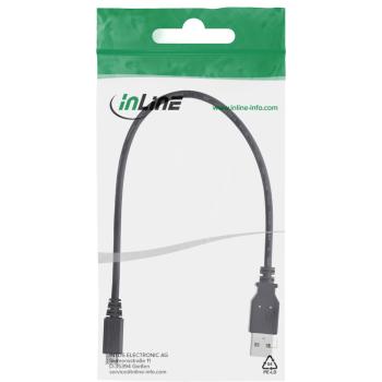 Preview: InLine® Micro-USB 2.0 Kabel, USB-A Stecker an Micro-B Stecker, 0,3m