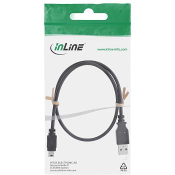 Preview: InLine® USB 2.0 Mini-Kabel, USB-A Stecker an Mini-B Stecker, schwarz, 0,5m