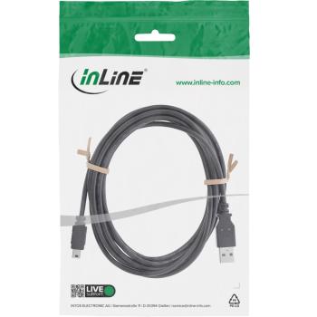 Preview: InLine® USB 2.0 Mini-Kabel, USB-A Stecker an Mini-B Stecker, schwarz, 3m