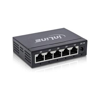 InLine® Gigabit Netzwerk Switch 5-Port, 1Gb/s, Desktop, Metallgehäuse, lüfterlos