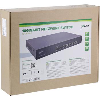 InLine® Netzwerk Switch 8-Port, 10Gigabit Ethernet, 19", Metall, Lüfter