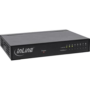 InLine® Gigabit Switch 8x, 10/100/1000, Desktop, Metall, lüfterlos, gesch. Ports