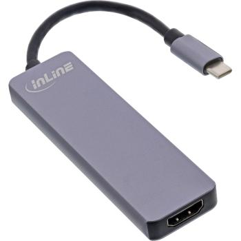 Preview: InLine® Multi-Hub USB 3.2 Gen.1, 2x USB-A, HDMI 4K/30Hz, Cardreader, Alu, grau