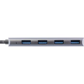 Preview: InLine® USB 3.2 Hub, USB-C zu 4x USB A 10Gb/s, Metallgehäuse, grau